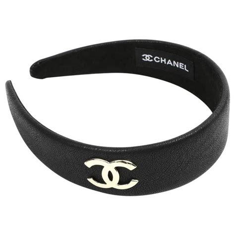 chanel black leather headband|chanel headband vintage.